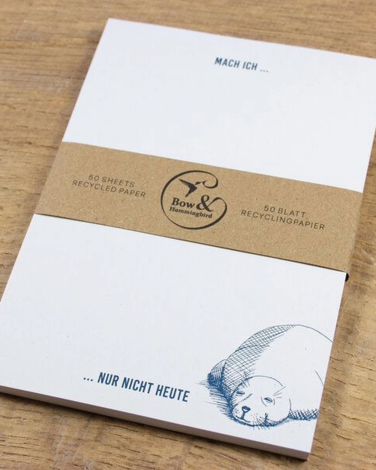 Bow & Hummingbird Maritimer Notizblock "Fauler Seehund" aus Recyclingpapier – Ansicht 3