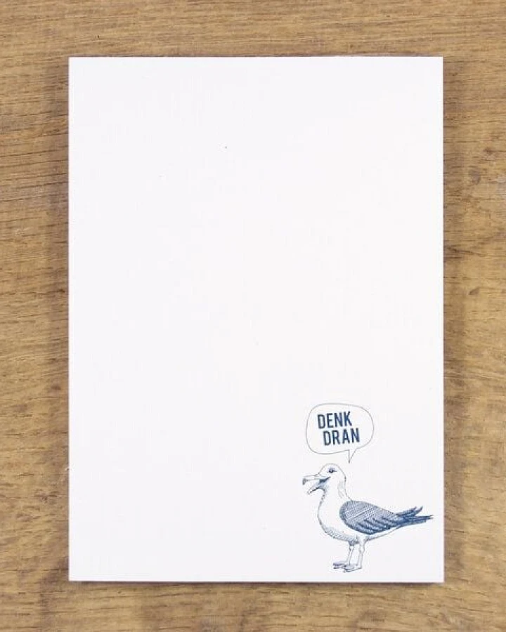 Bow & Hummingbird Maritimer Notizblock "Denk dran" Möwe aus Recyclingpapier