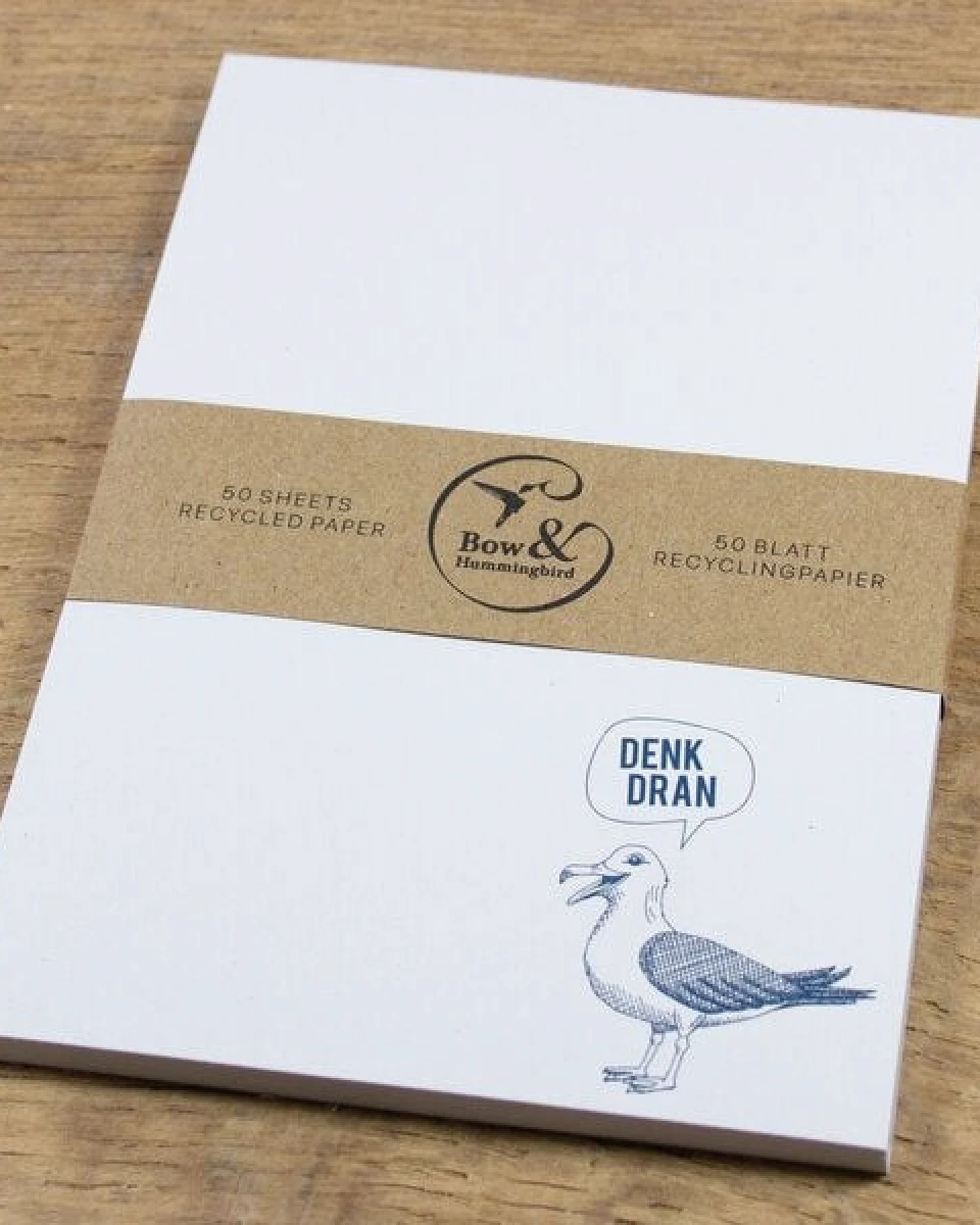 Bow & Hummingbird Maritimer Notizblock "Denk dran" Möwe aus Recyclingpapier – Ansicht 3
