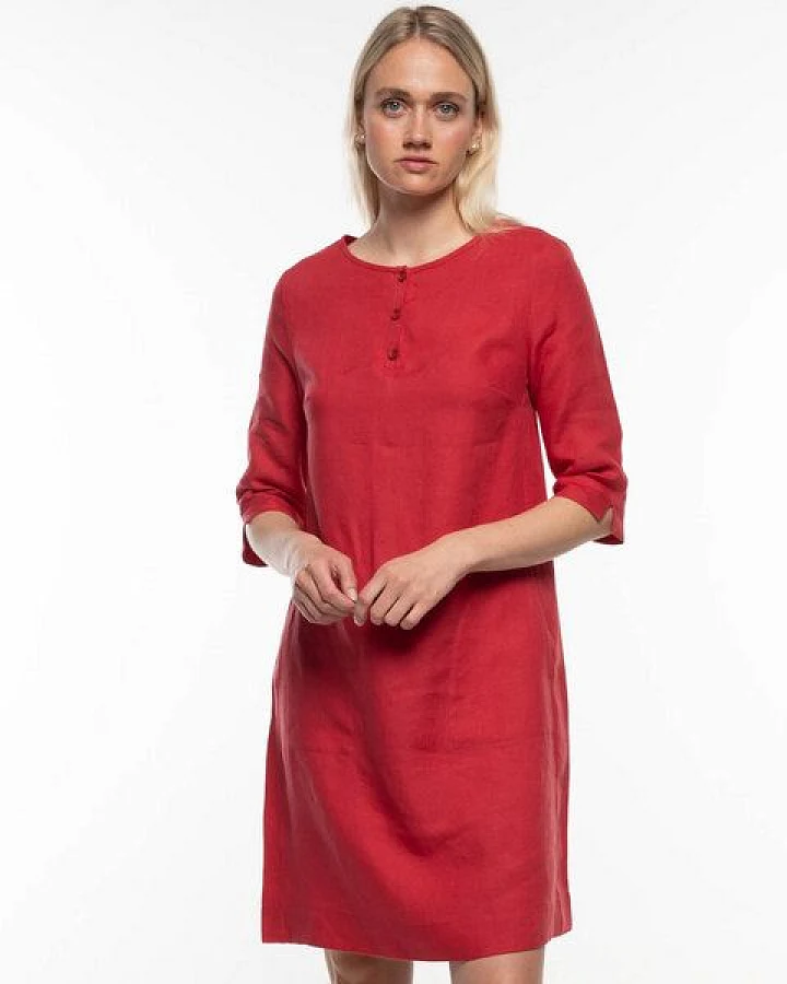 Alma & Lovis Legeres Tunika-Kleid mit Knopfleiste aus reinem Leinen