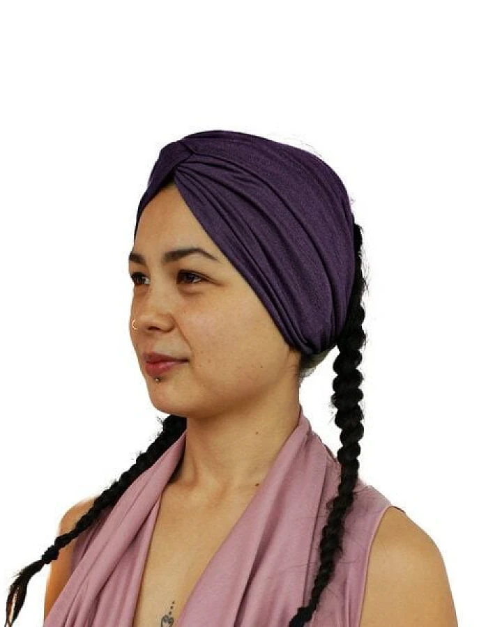 körber mode breites Haarband aus Leinen Jersey Twist aubergine gerafftes Stirnband Frühjahr Sommer