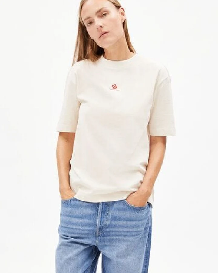 ARMEDANGELS TARJAA BACK FLOWAA Damen Heavyweight T-Shirt aus recyceltem Baumwoll Mix