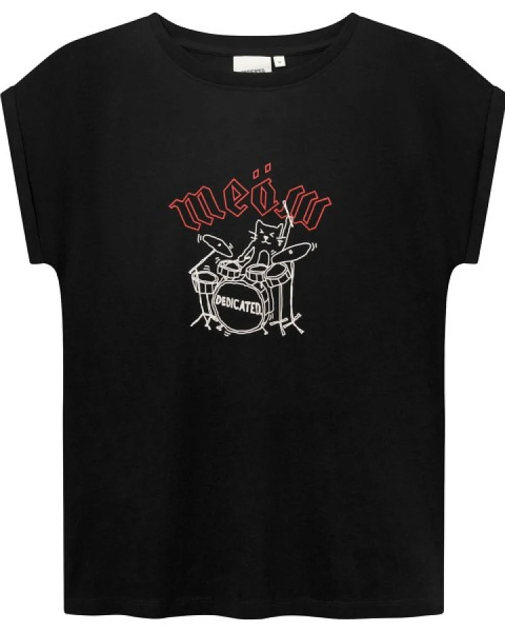 DEDICATED - Women's T-Shirt Visby Meow - T-Shirt Gr S schwarz