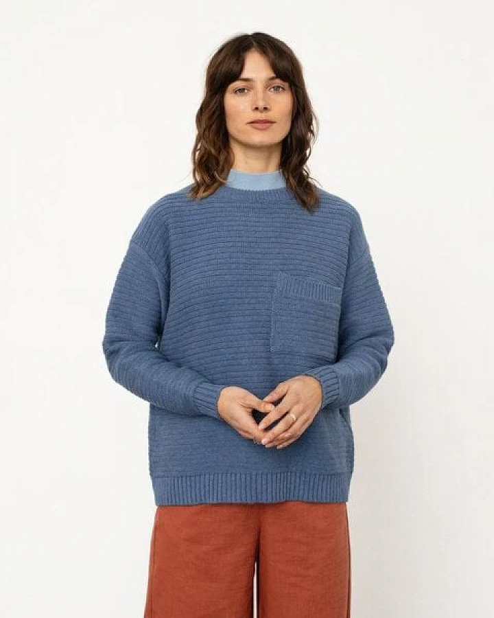Rotholz Gerippter Strickpullover Bio- Baumwolle