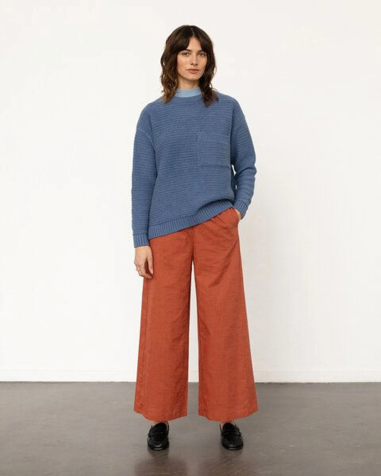 Rotholz Gerippter Strickpullover Bio- Baumwolle – Ansicht 2