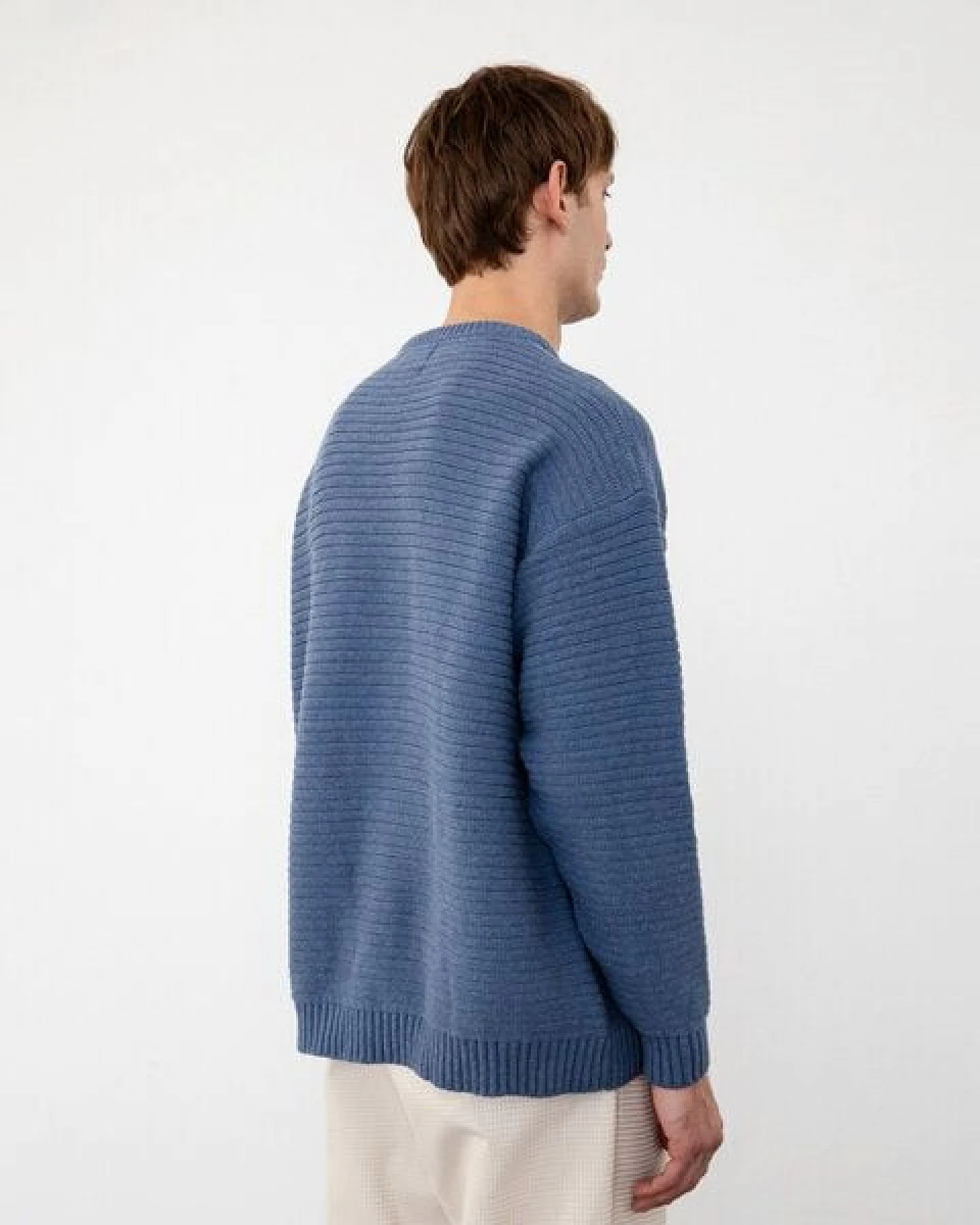 Rotholz Gerippter Strickpullover Bio- Baumwolle – Ansicht 3