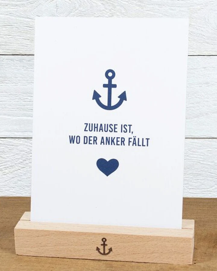 Bow & Hummingbird Maritime Postkarte "Zuhause ist, wo der Anker fällt" aus Recyclingpapier