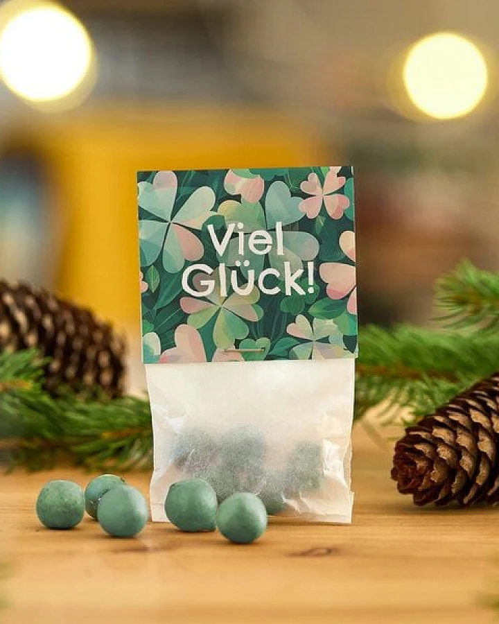 Die Stadtgärtner 10x5 Blumenmurmeln im Tütchen "Viel Glück" I Mutmacher I Glücksbringer Prüfung, Abitur I Gastgeschenk Silvester