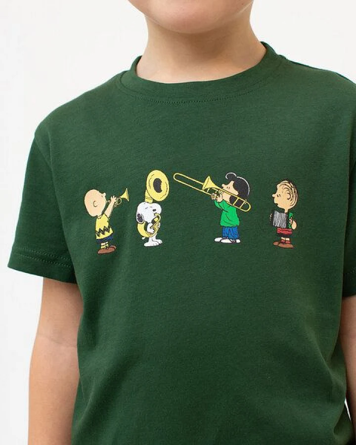 Bavarian Caps Kids T-Shirt Peanuts Blaskapelle - Dunkelgrün
