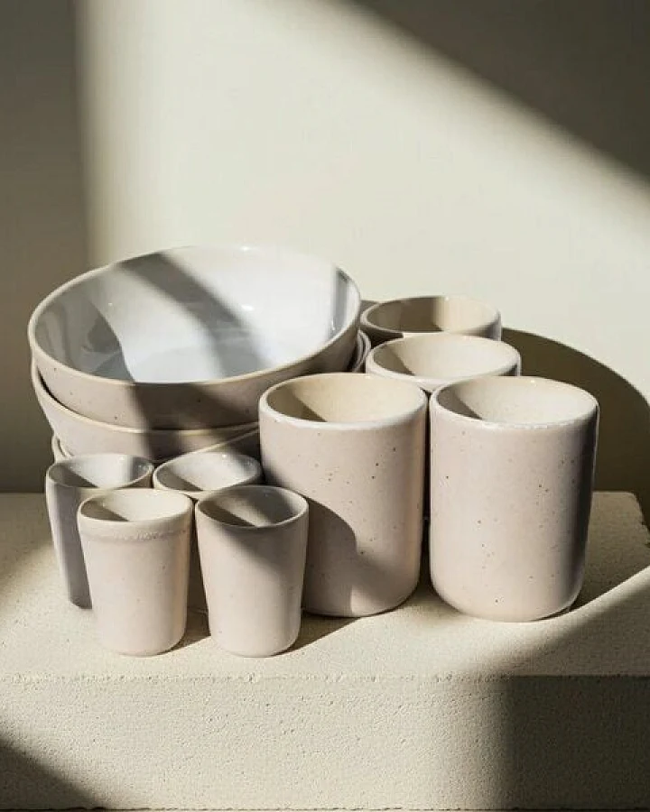 EDDA stoneware Breakfast Geschirr Set Eelina - Cappuccino Beige aus Steingut (handgemacht)