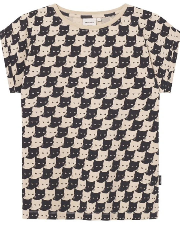 DEDICATED - Women's T-Shirt Visby Pepita Cats - T-Shirt Gr S grau
