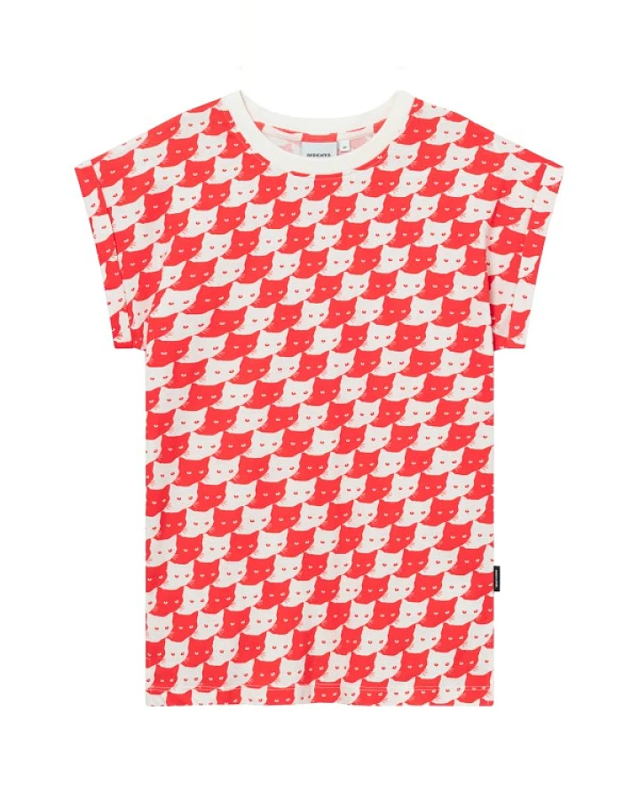 DEDICATED - Women's T-Shirt Visby Pepita Cats - T-Shirt Gr S rosa/rot