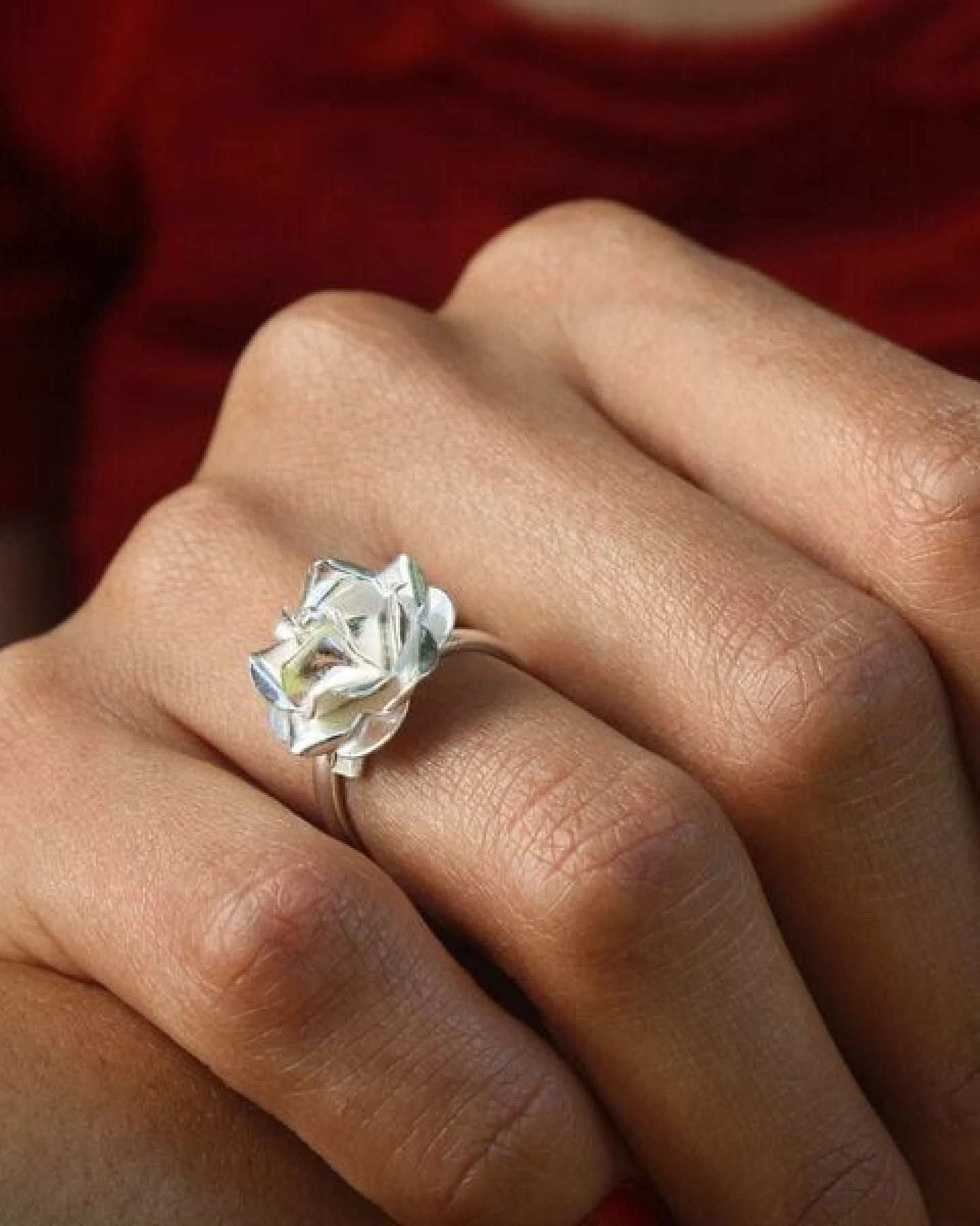 pakilia Silber Ring Rose Fair-Trade und handmade – Ansicht 4