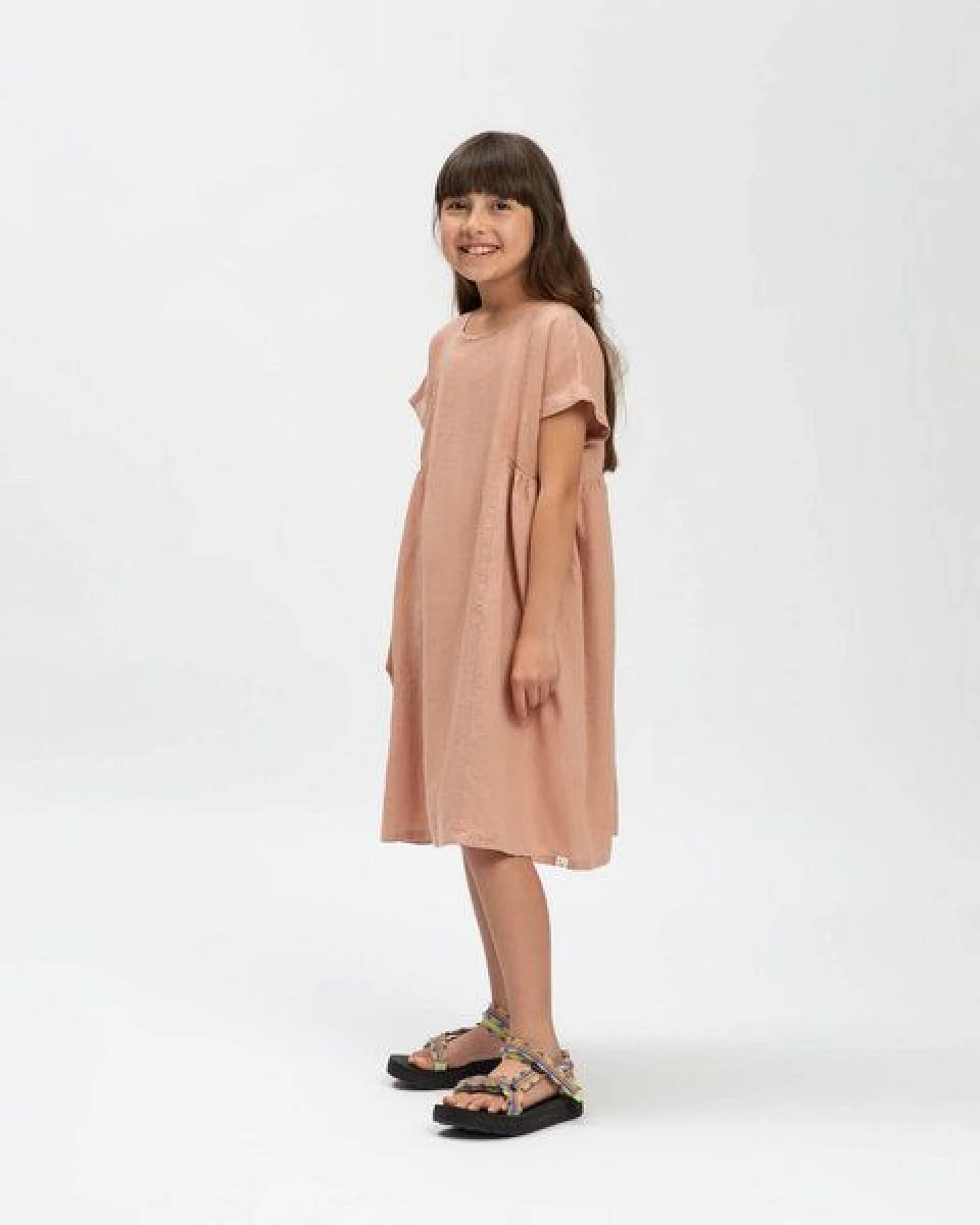 Matona Weites Leinenkleid für Kinder / Boxy Dress – Ansicht 3