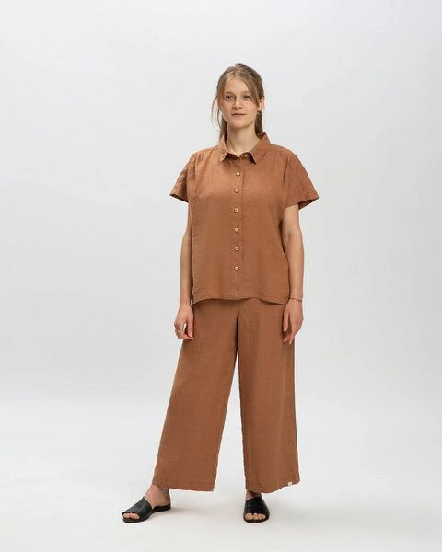 Matona Kurzarmbluse aus Leinen für Frauen / Linen Blouse – Ansicht 3