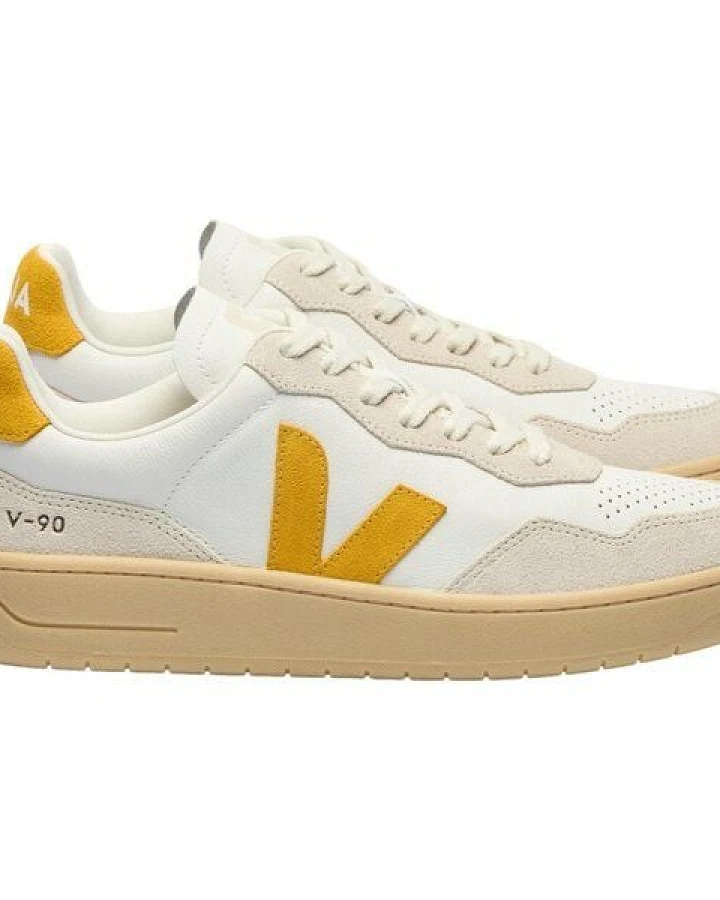 Veja Damen-Sneakers V-90 OT Leather Extra White Toscane Natural