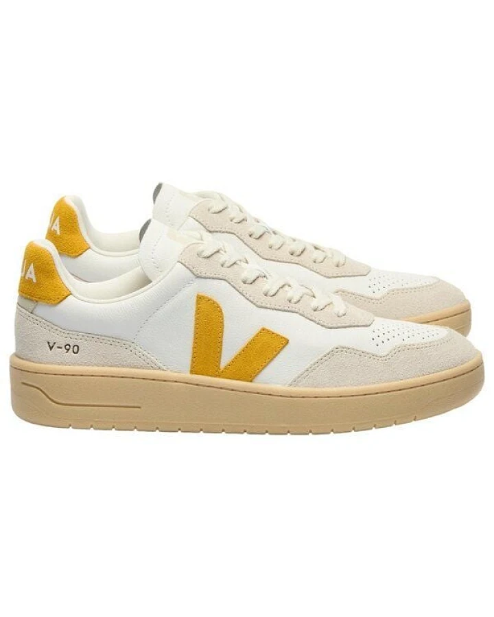 Veja Damen-Sneakers V-90 OT Leather Extra White Toscane Natural