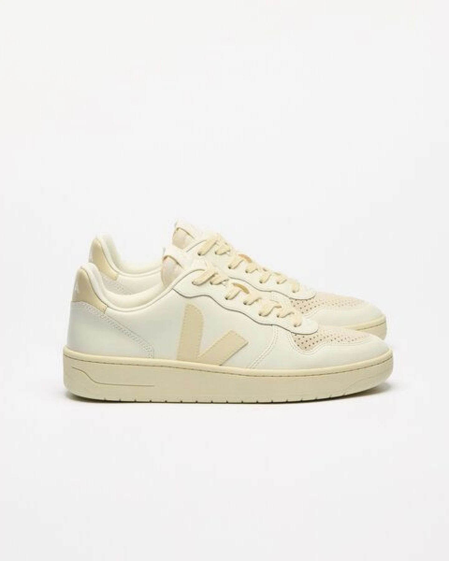 Veja Damen-Sneaker V-10 Prime Leather Pure Calcaire – Ansicht 4