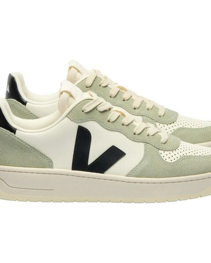 Veja Herren-Sneaker V-10 Prime Leather Pure Black Clay