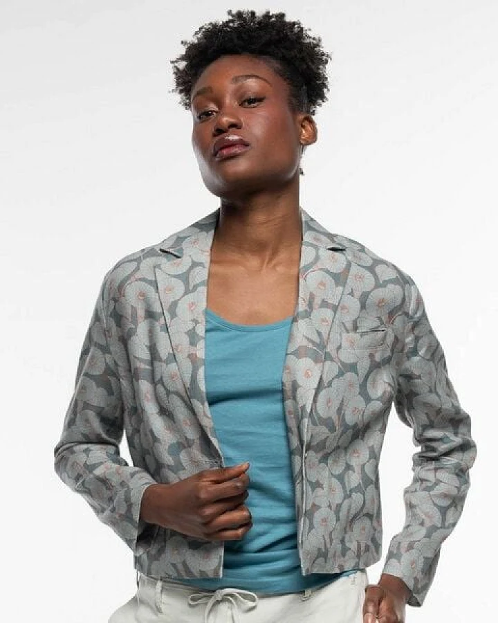 Alma & Lovis Kurzer Print-Blazer aus reinem Leinen