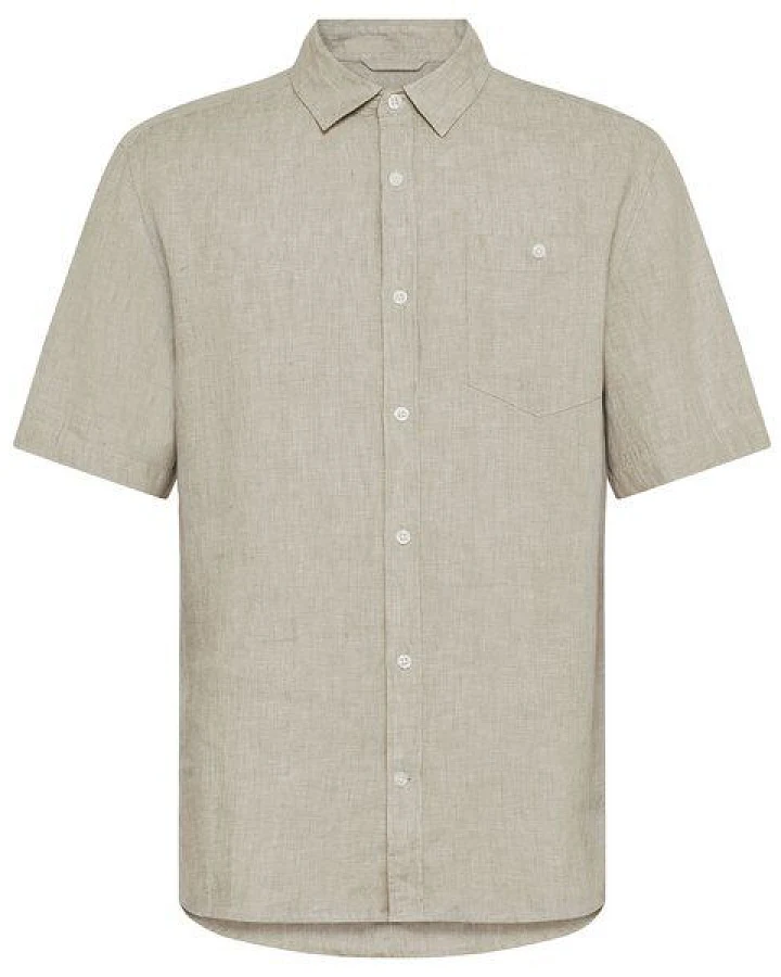 KnowledgeCotton Apparel Kurzarm-Hemd Custom Fit Leinen