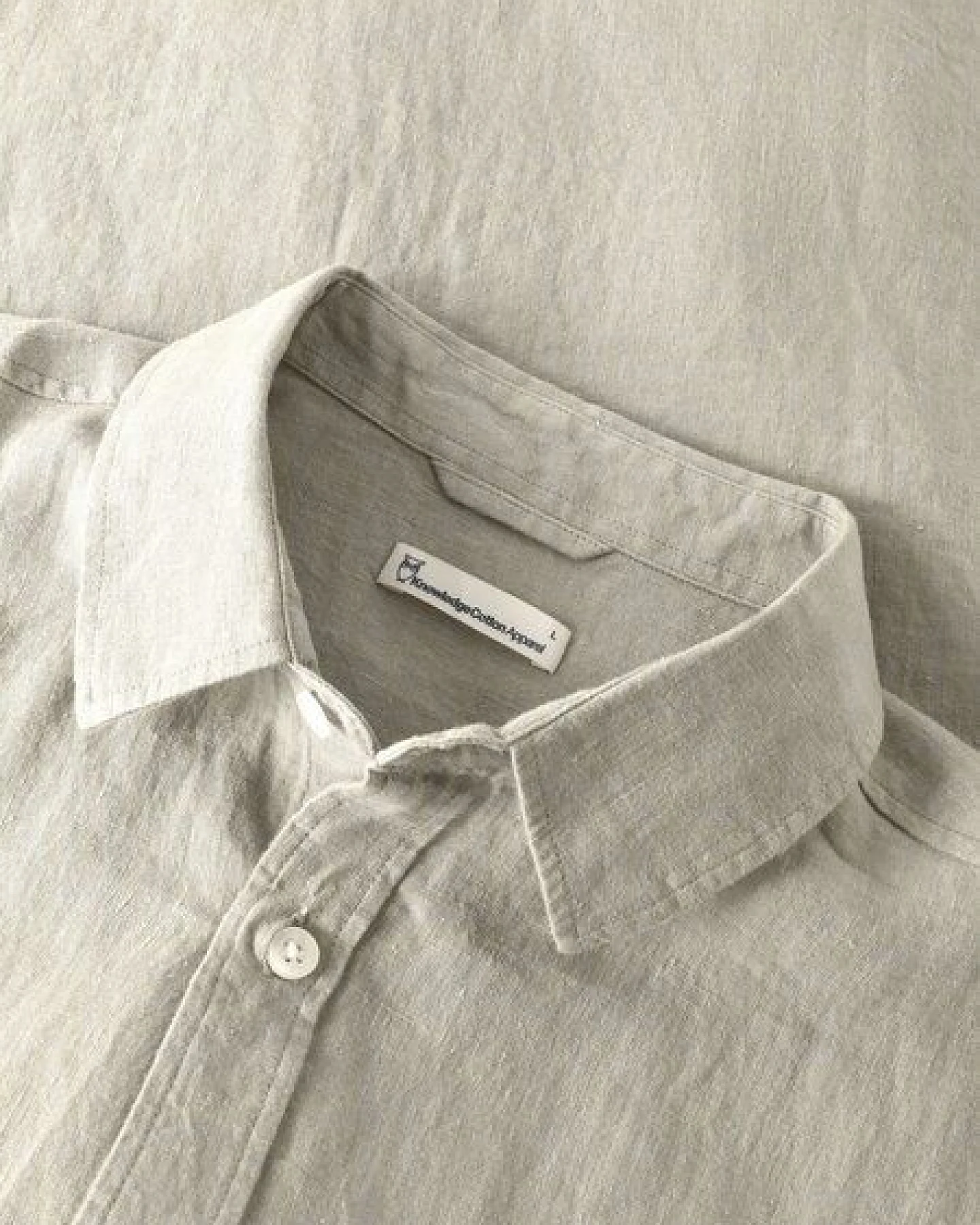 KnowledgeCotton Apparel Kurzarm-Hemd Custom Fit Leinen – Ansicht 3