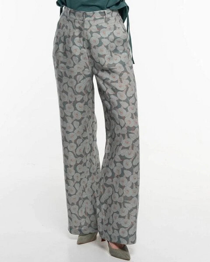 Alma & Lovis Stylische Print-Marlenehose aus reinem Leinen