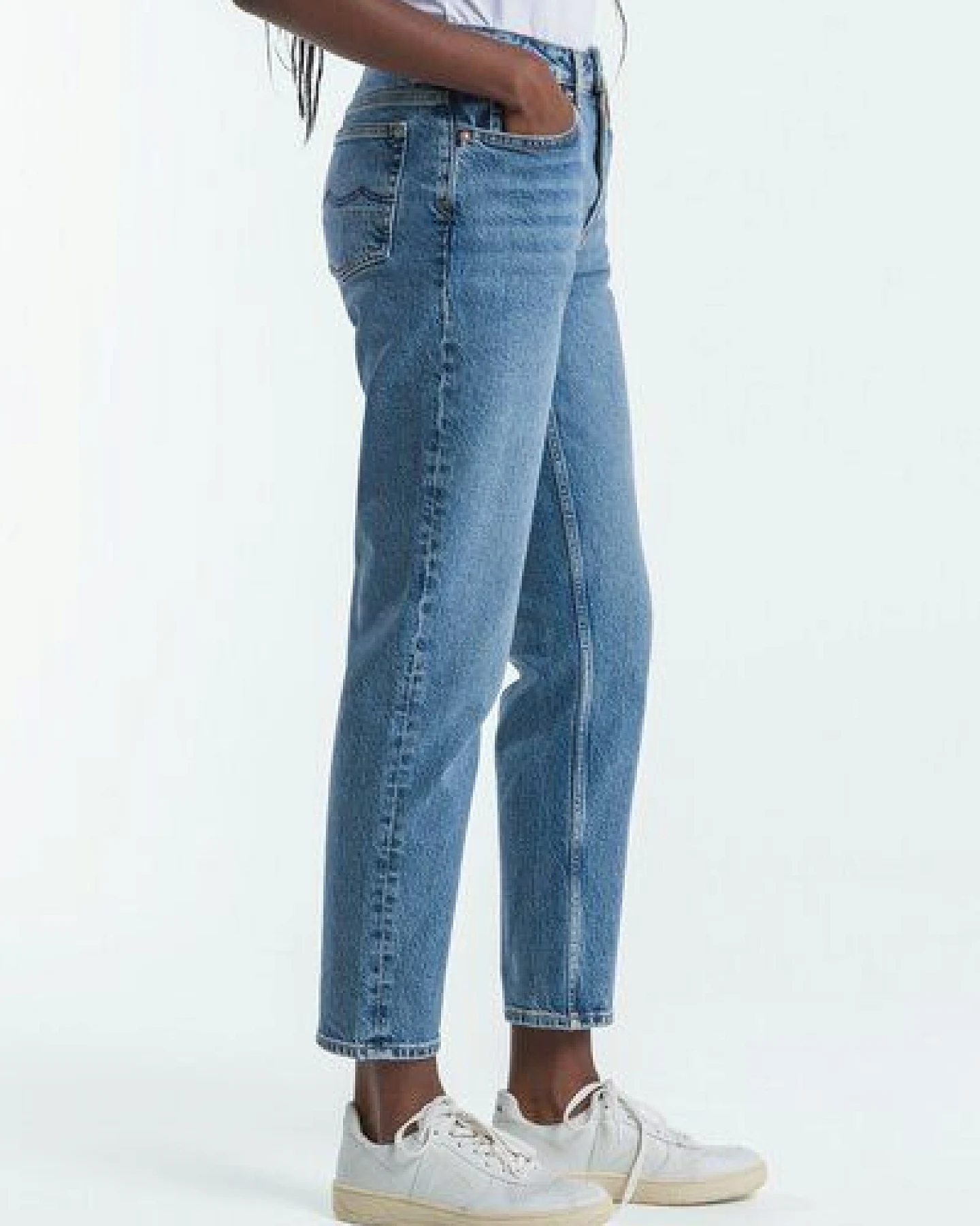 Kings Of Indigo Caroline Cropped Stretch Mid Rise Tapered Eco Xavier Blue Marble – Ansicht 3
