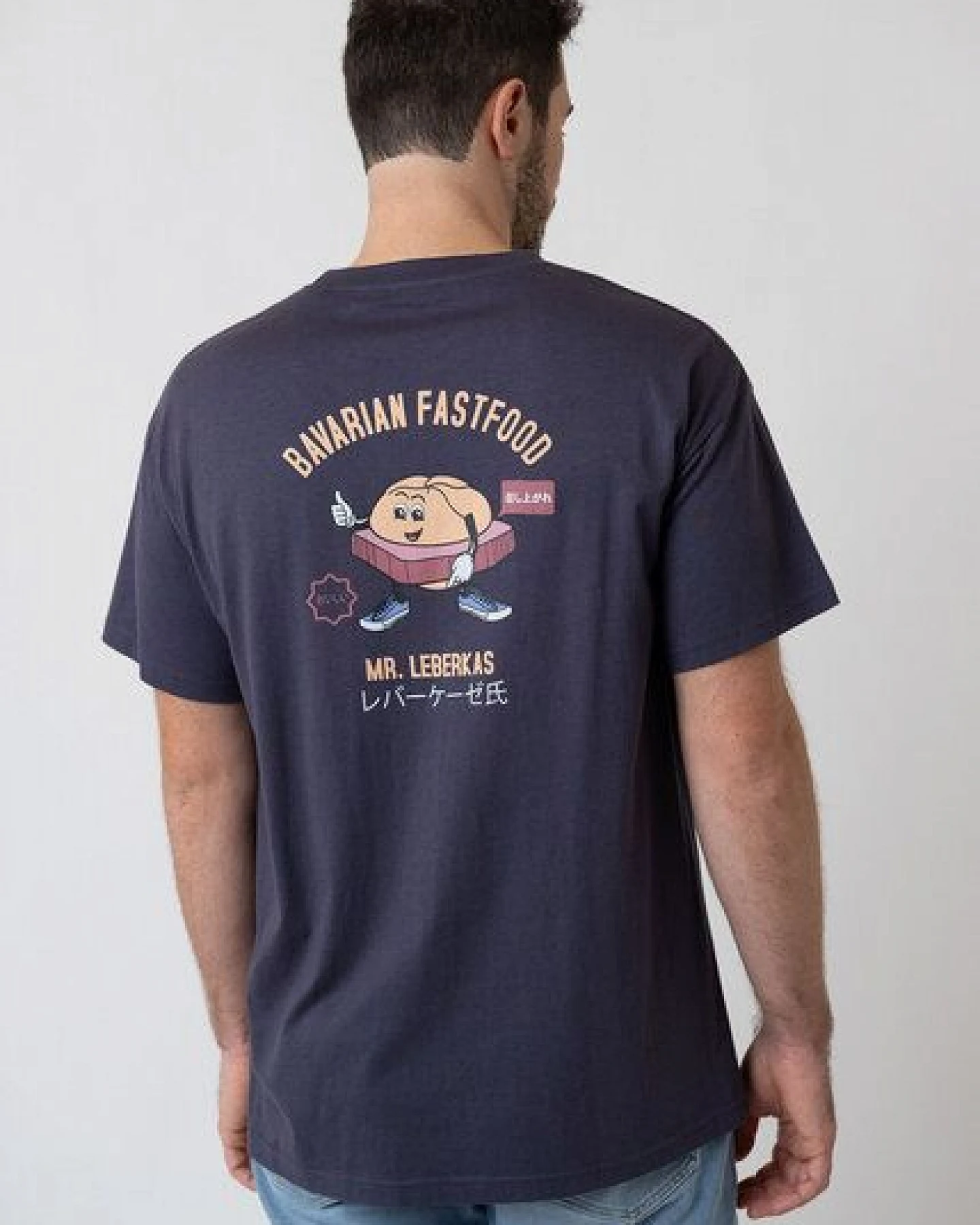 Bavarian Caps T-Shirt Mr. Leberkas mit Backprint - Anthrazit – Ansicht 2