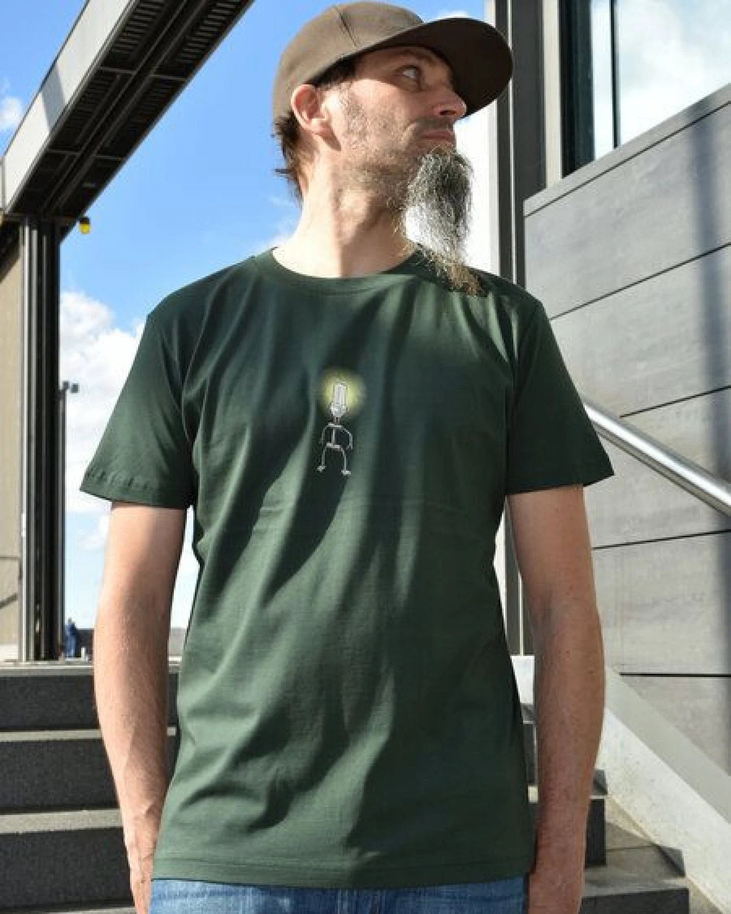 T-Shirtladen-Marktstrasse GmbH Sparbirne grün-grau Boy-T-Shirt – Ansicht 2