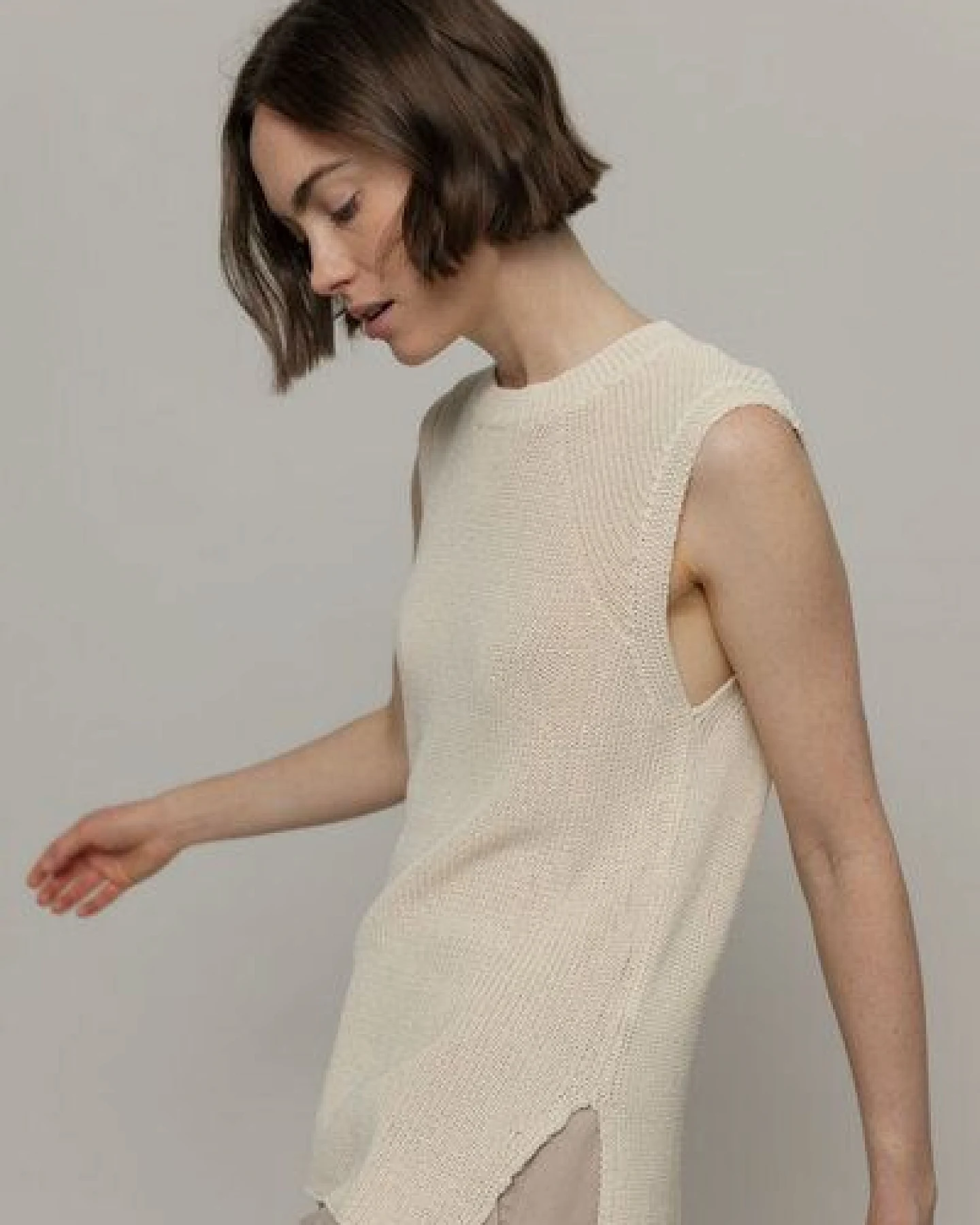 Rifò - Circular Fashion Made in Italy Adelaide, Stricktop aus recycelter Baumwolle – Ansicht 2