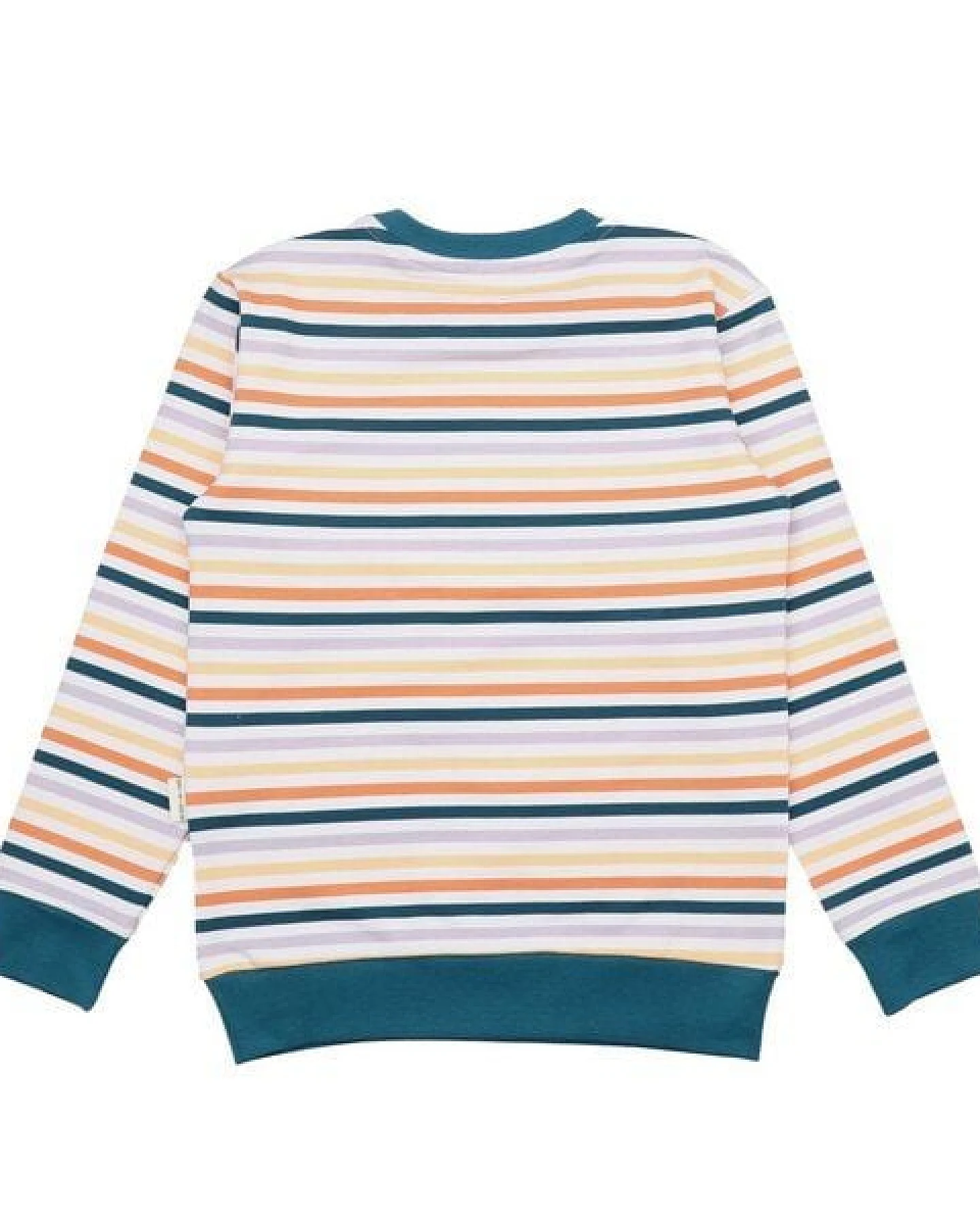 Kinder Sweatshirt GOTS-zertifiziert aus Bio-Baumwolle, bunt gestreift, weiche Rippbündchen – Walkiddy, gemütlicher Alltagsbegleiter – Ansicht 4