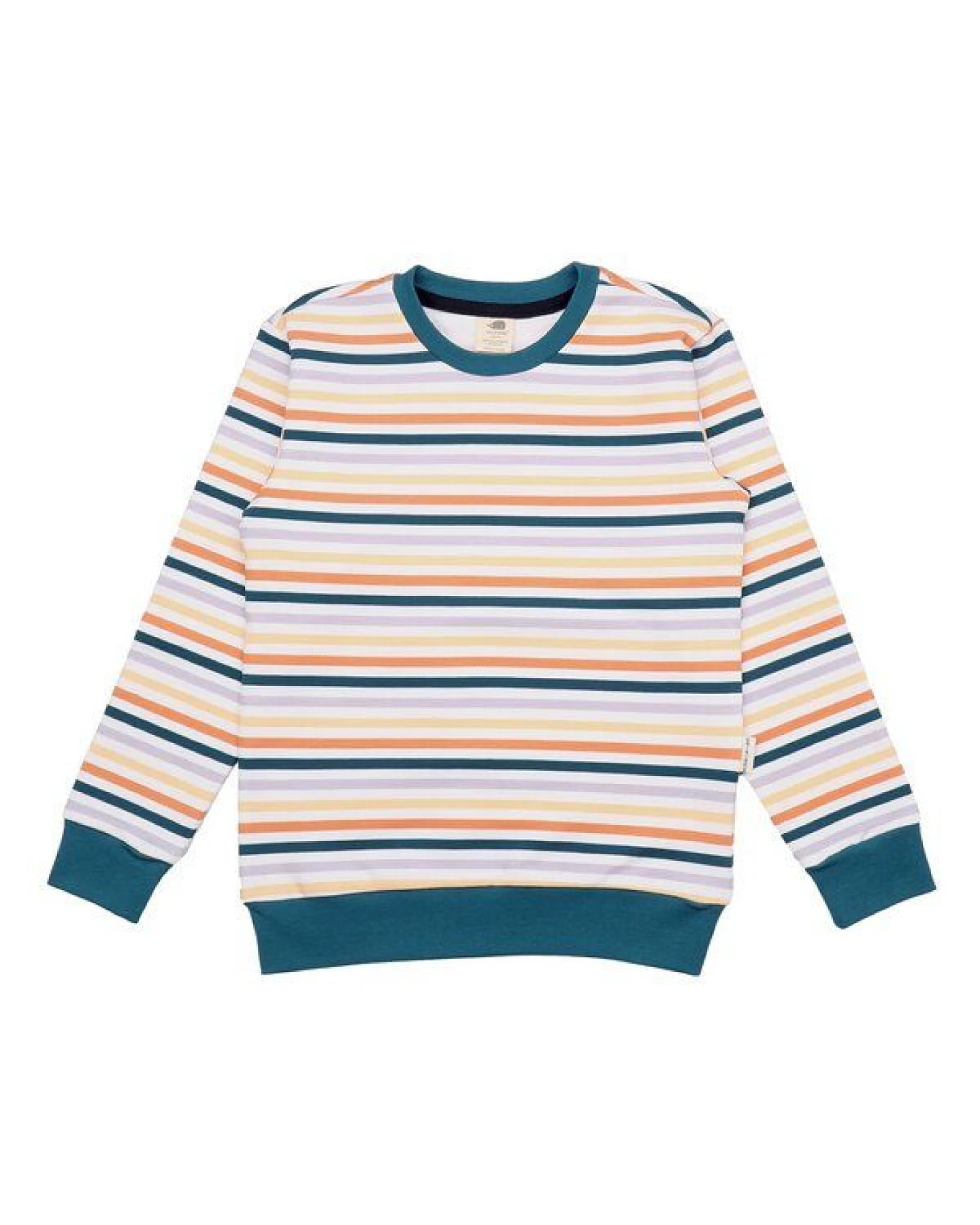 Kinder Sweatshirt GOTS-zertifiziert aus Bio-Baumwolle, bunt gestreift, weiche Rippbündchen – Walkiddy, gemütlicher Alltagsbegleiter – Ansicht 2