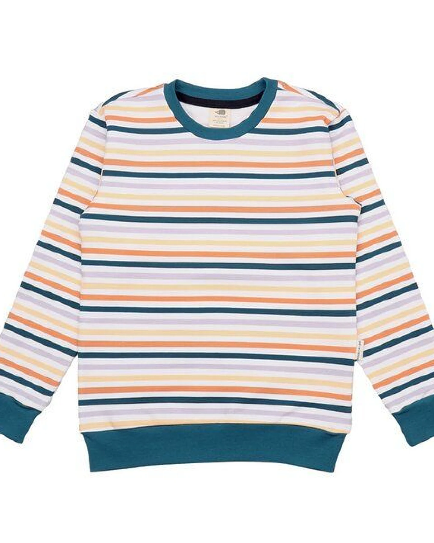 Kinder Sweatshirt GOTS-zertifiziert aus Bio-Baumwolle, bunt gestreift, weiche Rippbündchen – Walkiddy, gemütlicher Alltagsbegleiter – Ansicht 2