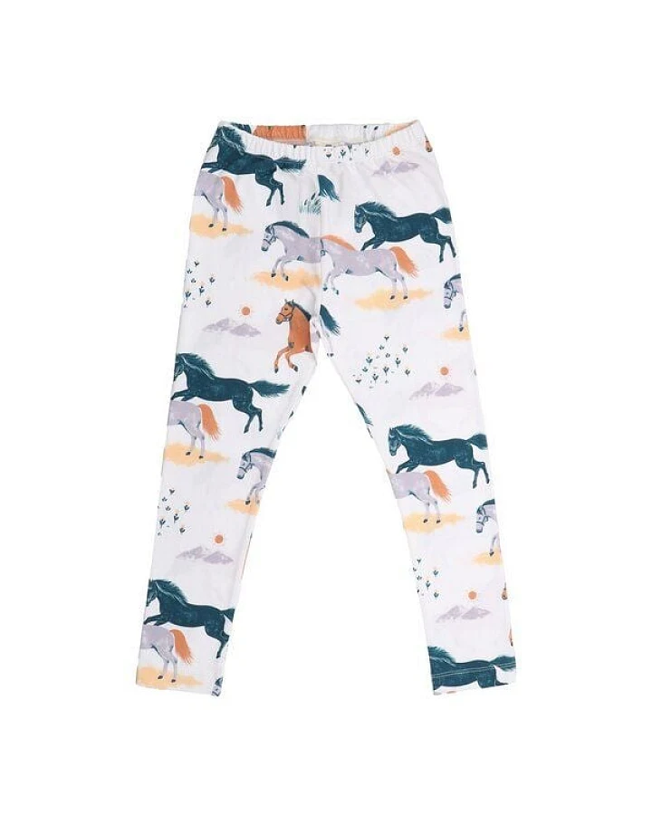 Kinder Leggings GOTS-zertifiziert aus Bio-Baumwolle mit Pferde-Motiv „Happy Horses“ – Walkiddy