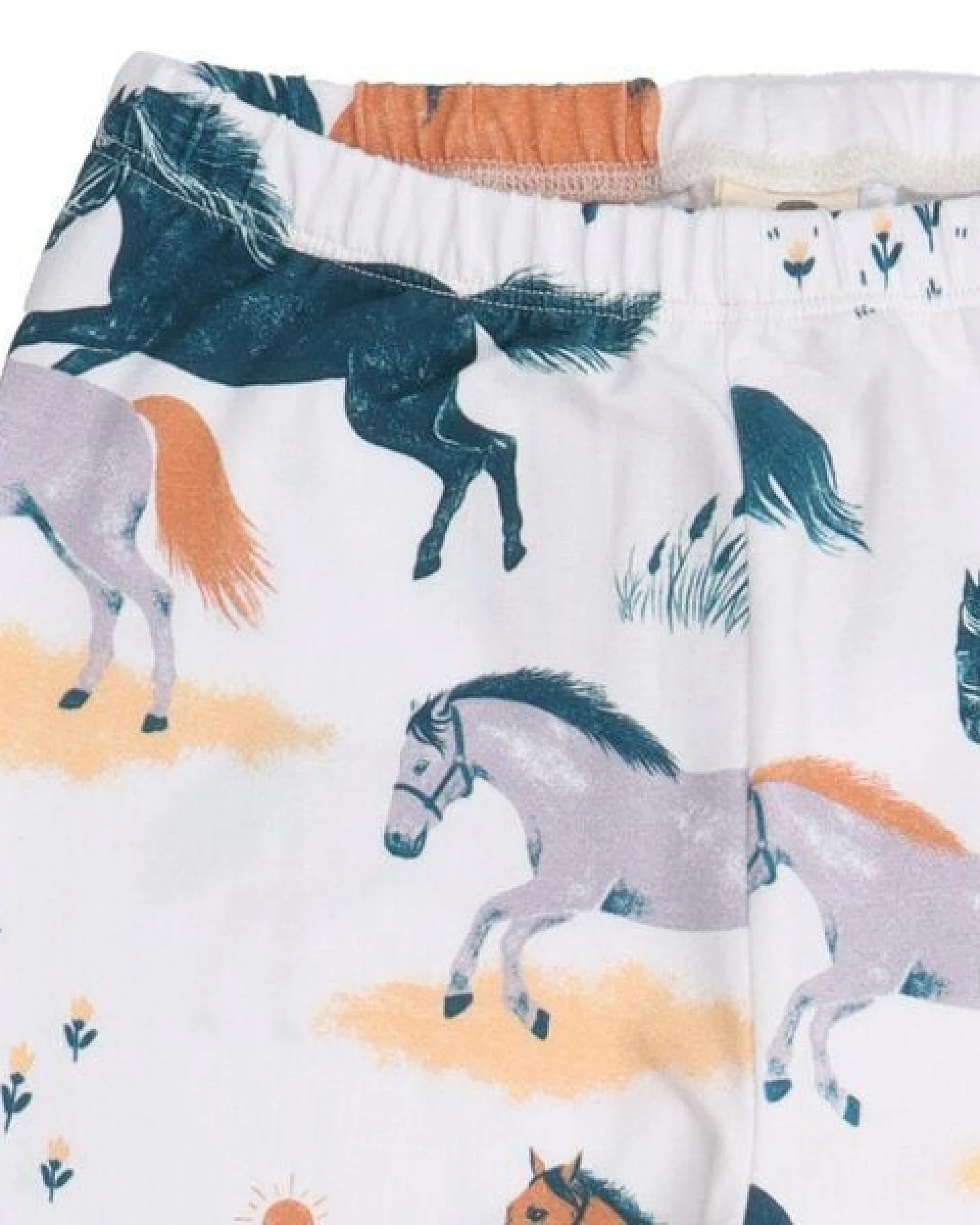 Kinder Leggings GOTS-zertifiziert aus Bio-Baumwolle mit Pferde-Motiv „Happy Horses“ – Walkiddy – Ansicht 3