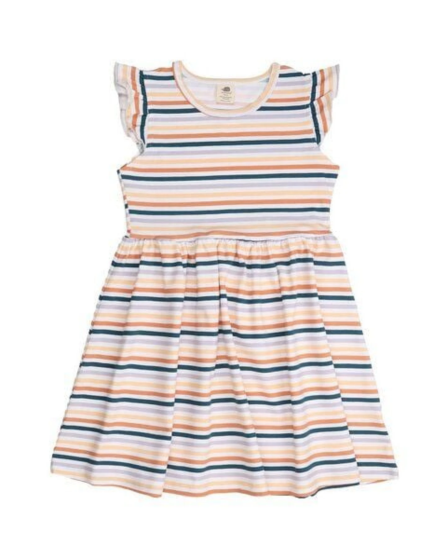 Kleinkinder Rüschenkleid mit bunten Streifen aus Bio-Baumwolle – Walkiddy – Ansicht 3