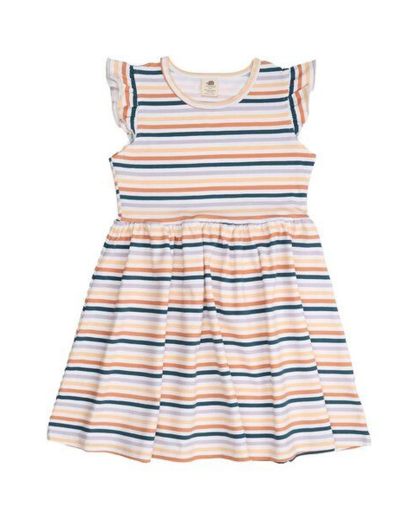 Kleinkinder Rüschenkleid mit bunten Streifen aus Bio-Baumwolle – Walkiddy – Ansicht 3