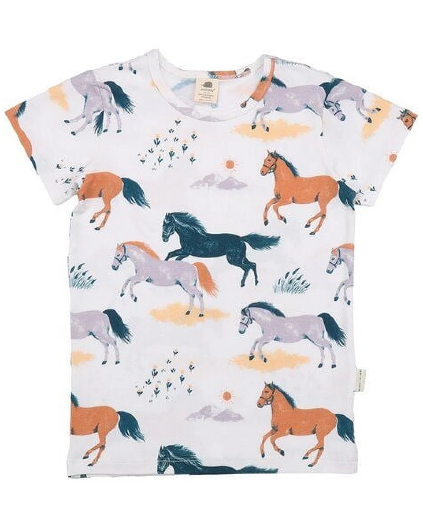 Happy Horses T-Shirt Kinder Bio-Baumwolle – Kurzarmshirt von Walkiddy mit fröhlichem Pferde-Print – nachhaltige, hautfreundliche & langlebige Qualität von Walkiddy – Ansicht 3