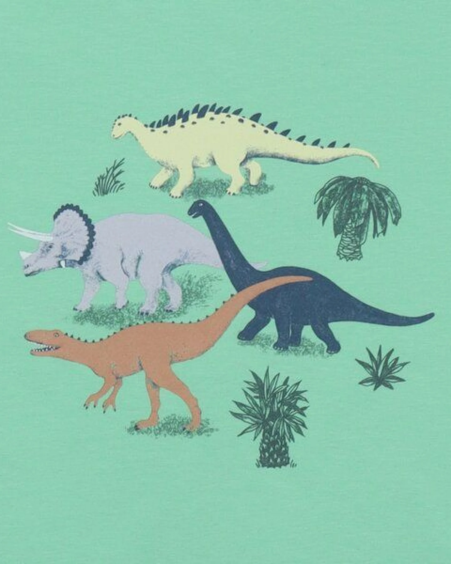 Kinder T-Shirt GOTS zertifiziert, Bio-Baumwolle, mintgrün, Dinosaurier-Print, weich & bequem – Walkiddy – Ansicht 3