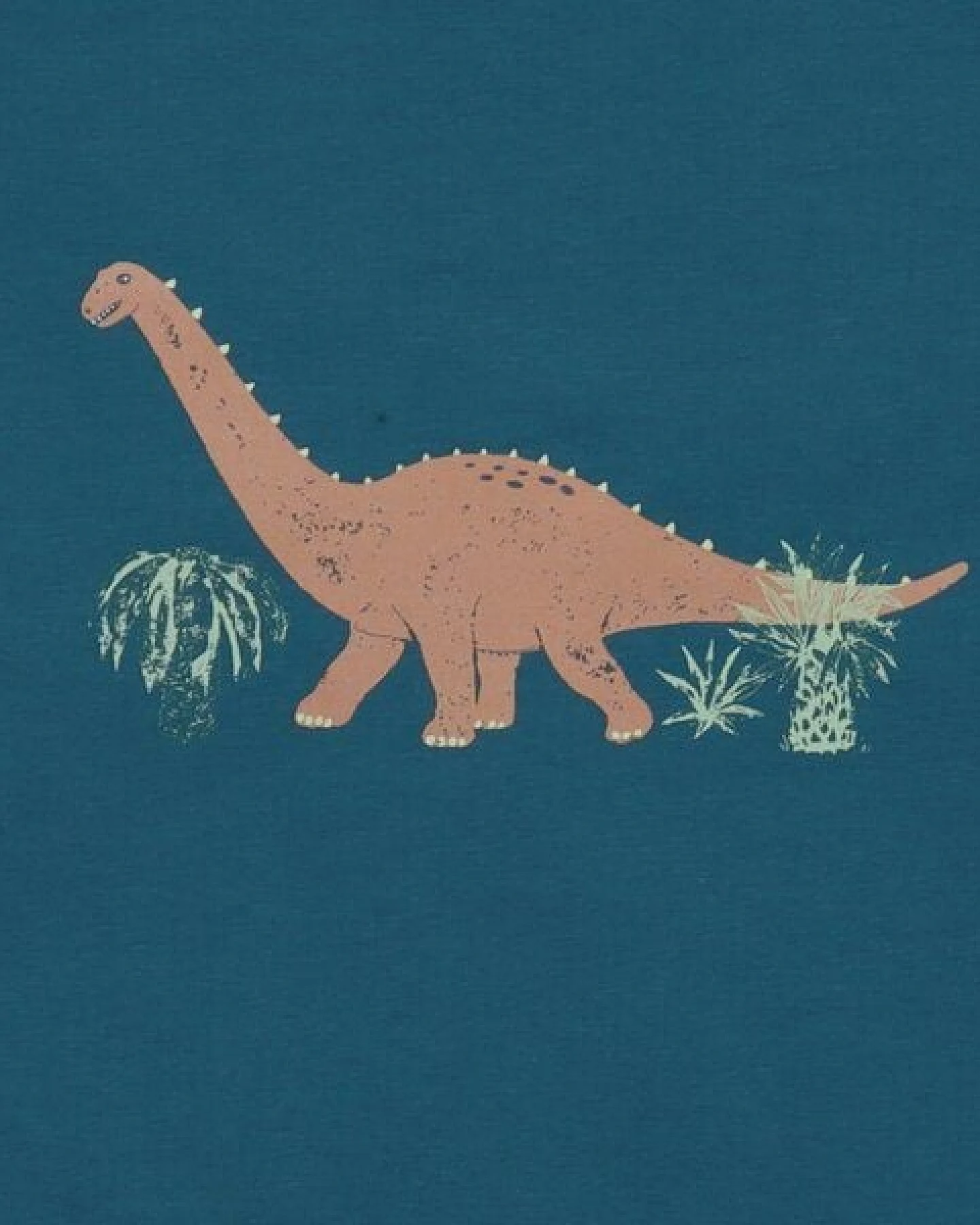 Kinder Langarmshirt GOTS zertifiziert, Bio-Baumwolle, petrolblau, Dino-Print „Running Dinosaurs“, weich – Walkiddy – Ansicht 3