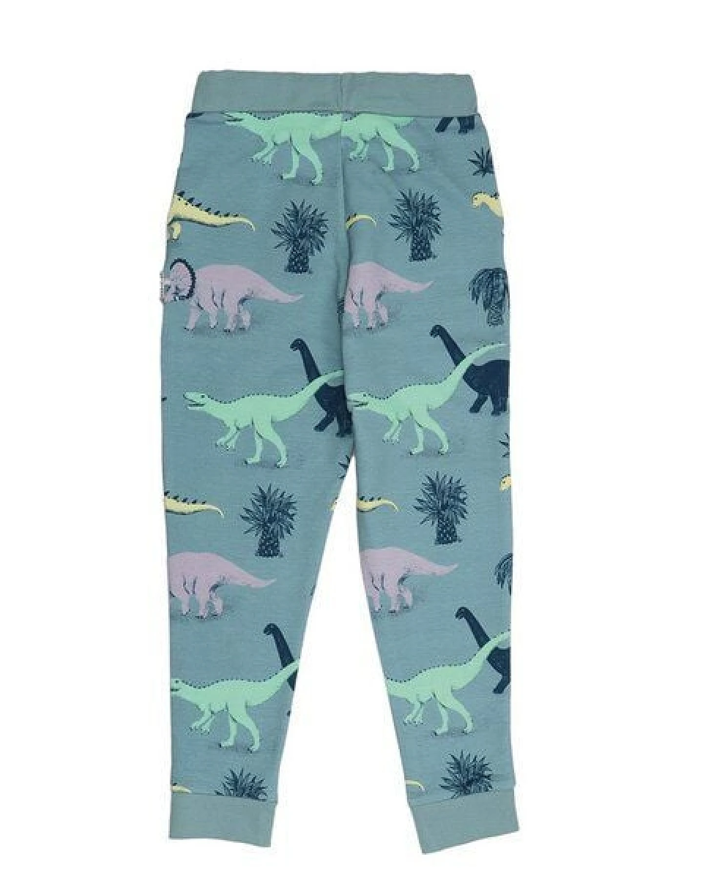Kinder Jogginghose GOTS-zertifiziert aus Bio-Baumwolle hellblau mit Dinosaurier-Muster – Walkiddy – Ansicht 4