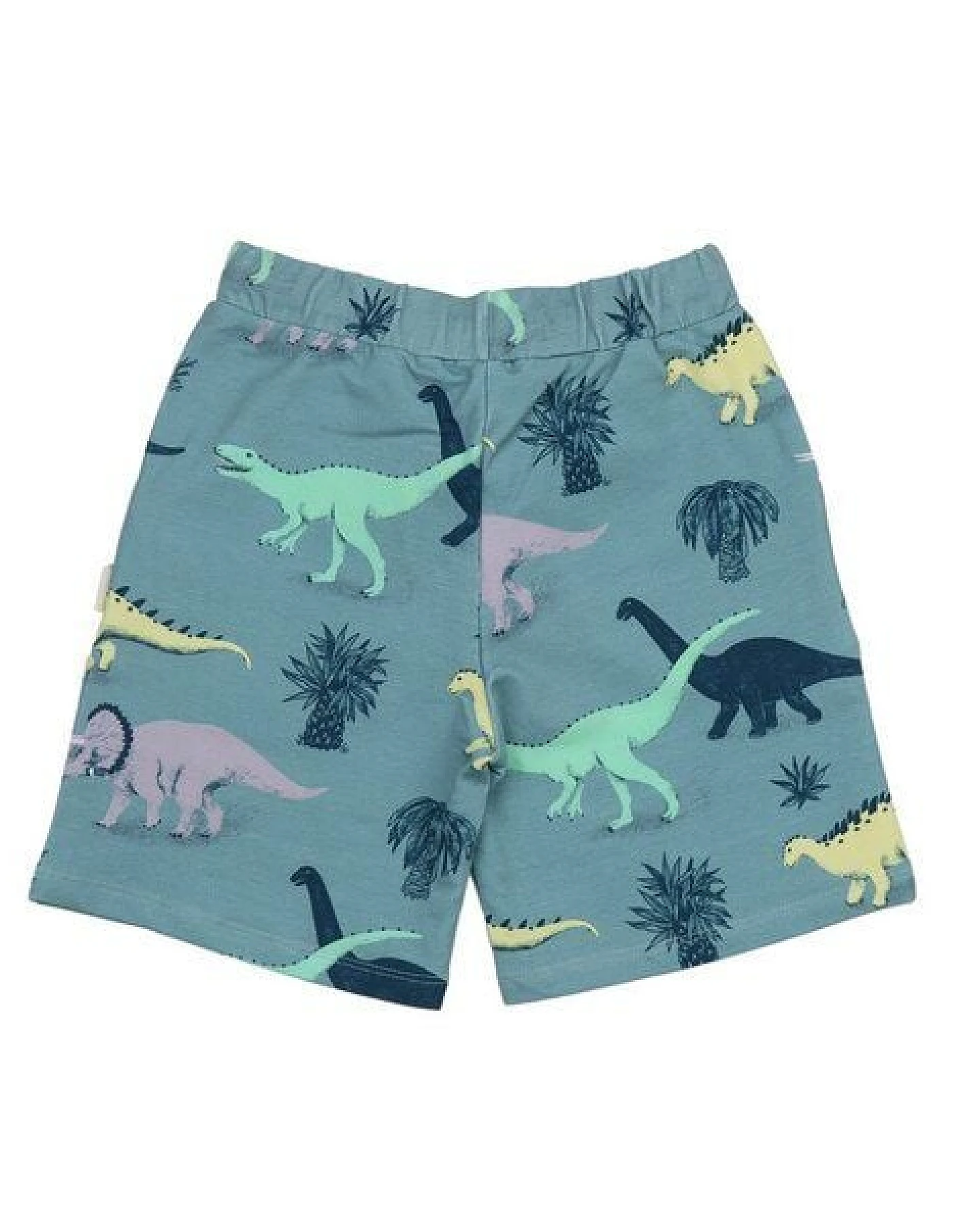 Kinder Shorts „Running Dinosaurs“ GOTS-zertifiziert aus Bio-Baumwolle, blau, elastischer Bund – Walkiddy, weich & bequem für warme Tage – Ansicht 4