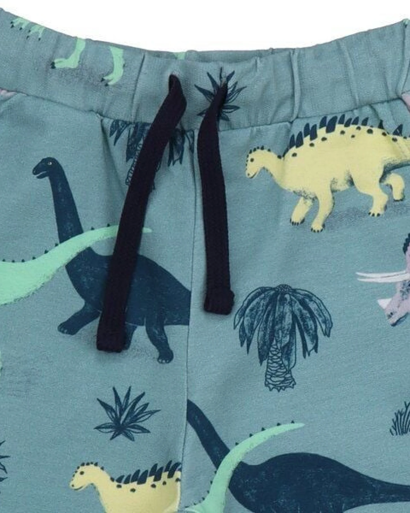 Kinder Shorts „Running Dinosaurs“ GOTS-zertifiziert aus Bio-Baumwolle, blau, elastischer Bund – Walkiddy, weich & bequem für warme Tage – Ansicht 3