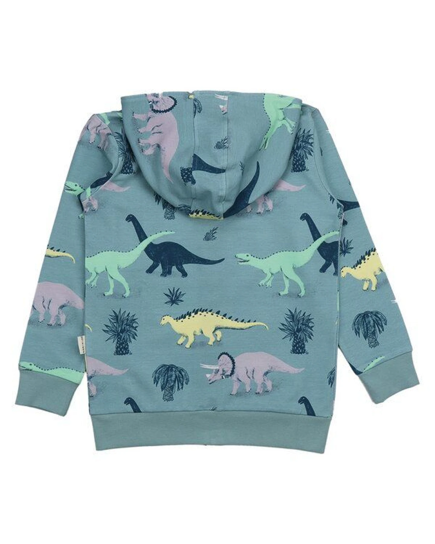 Kinder Sweatjacke – Reißverschluss & Kapuze, Blaugrün mit Dinosauriermotiv, bequem, alltagstauglich, kombinierbar – Ansicht 4