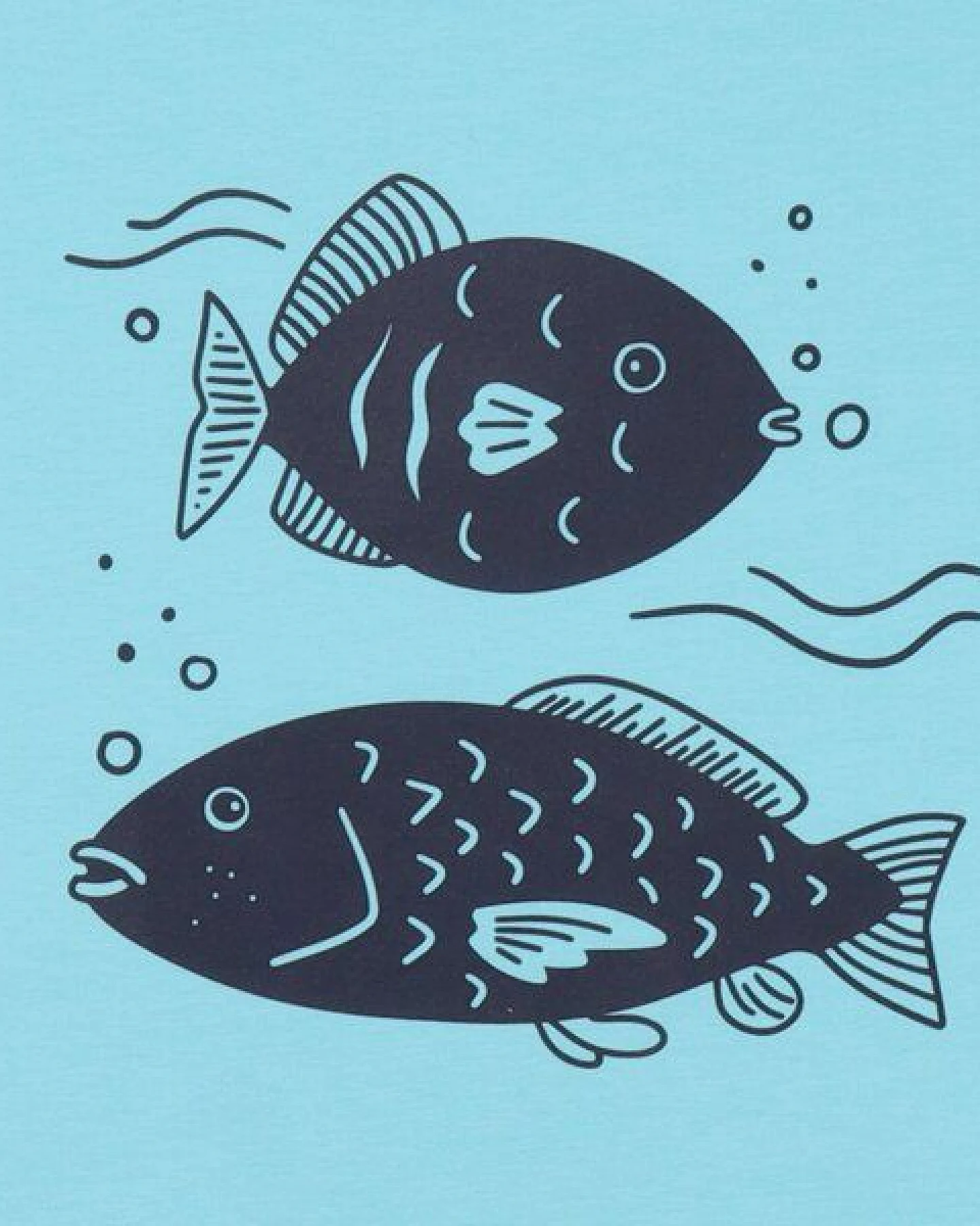 T-Shirt Hellblau Fische-Frontprint Bio-Baumwolle GOTS – Walkiddy – Ansicht 3
