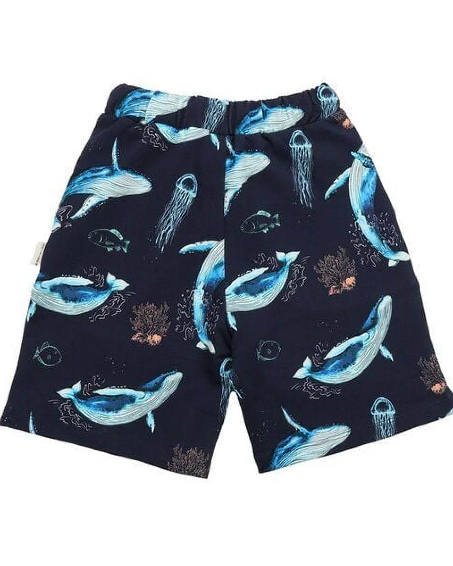 Kinder Shorts – Dunkelblau mit Wal-Print, bequem, elastischer Bund, Sommer-Shorts – Ansicht 4