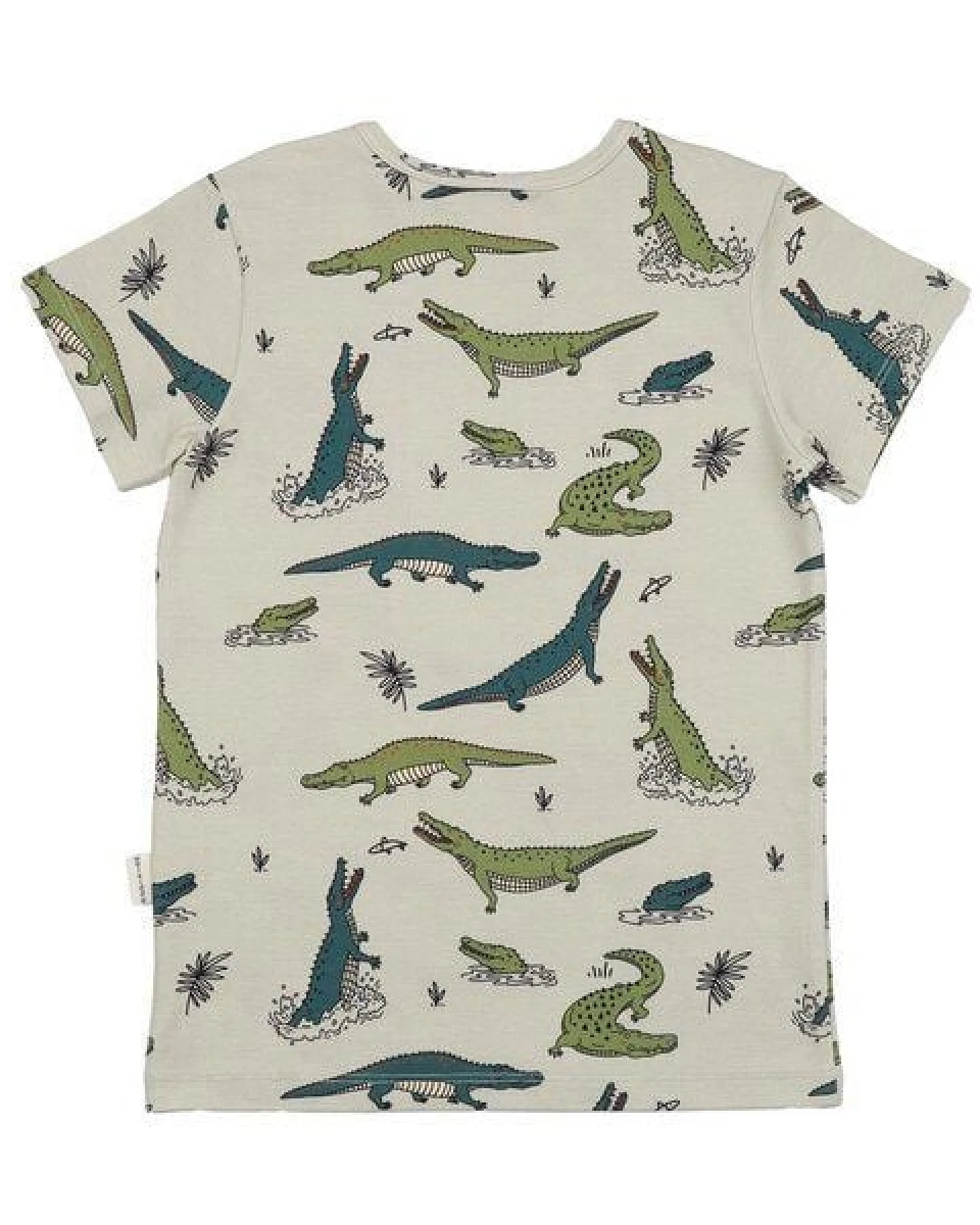 Kinder T-Shirt GOTS-zertifiziert aus Bio-Baumwolle, hell mit lustigen Krokodilen, kurzarm – Walkiddy, weich, hautfreundlich & alltagstauglich – Ansicht 4