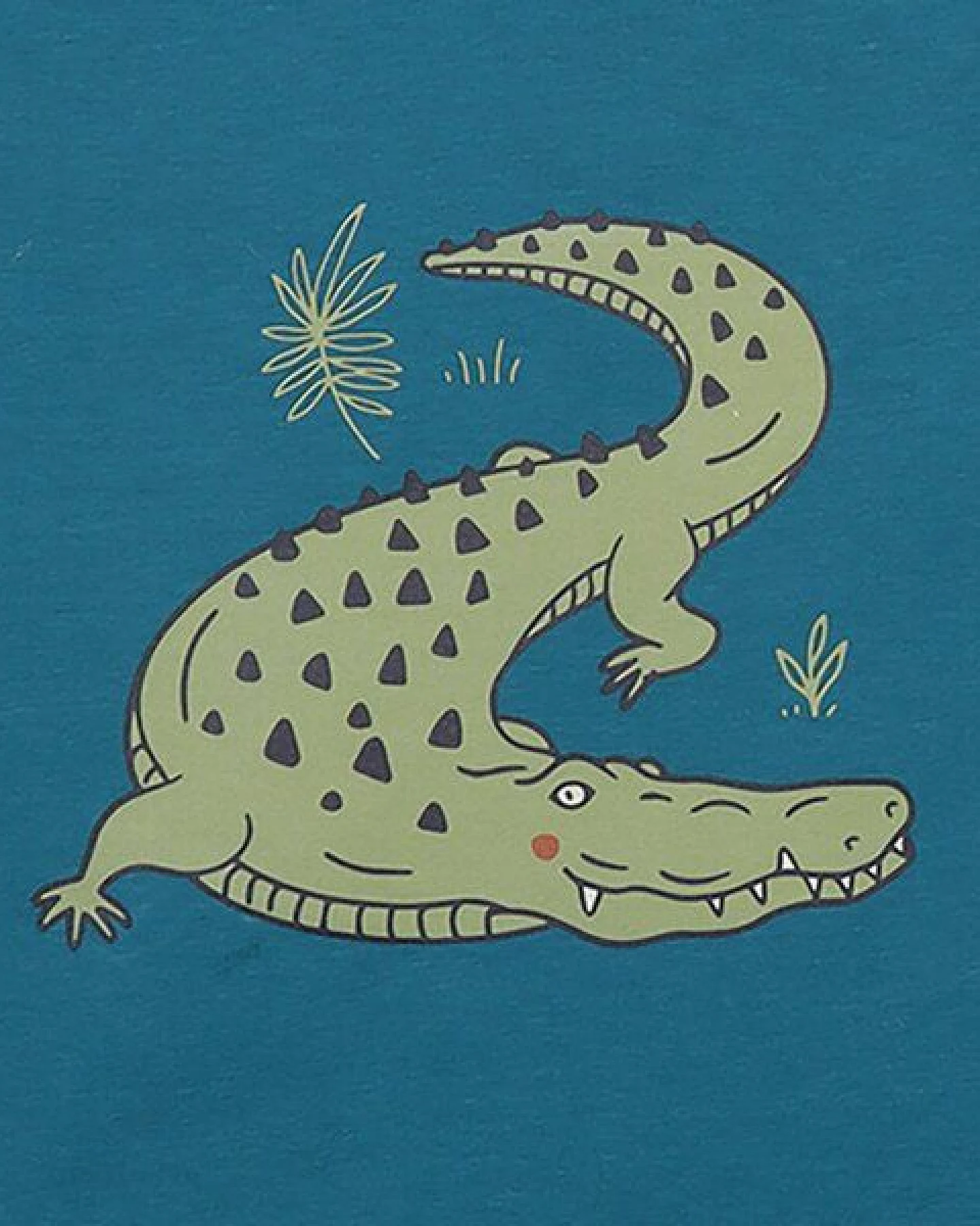 Kinder T-Shirt GOTS-zertifiziert aus Bio-Baumwolle petrolblau mit Krokodil-Motiv – Walkiddy – Ansicht 3