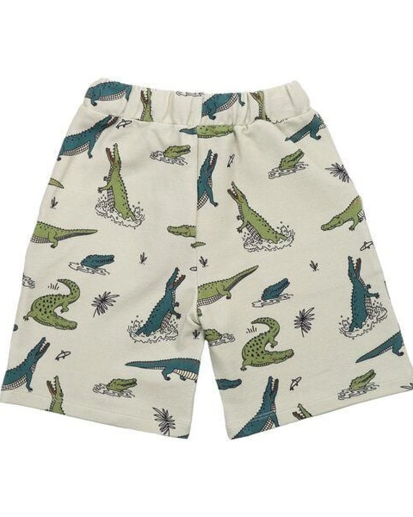 Kinder Shorts GOTS-zertifiziert aus Bio-Baumwolle hellbeige mit Krokodil-Motiv – Walkiddy – Ansicht 4